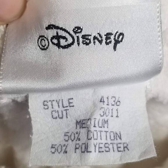 VTG 90s Walt Disney World Tour Terry Cloth Lounge Sweat Pants Size M Cream Parks - Picture 8 of 11